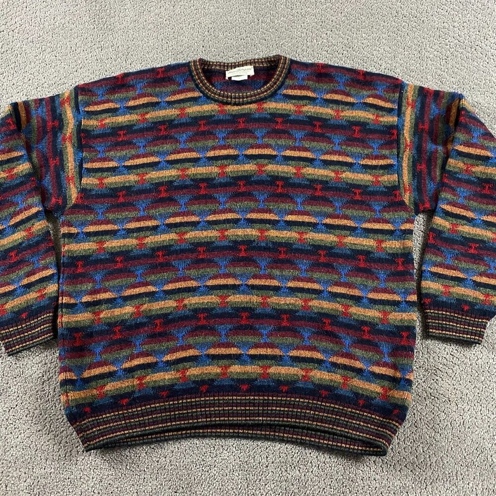 Vintage Norm Thompson Sweater Men's Large Alpaca Wool Cosby Biggie Italy 90s
